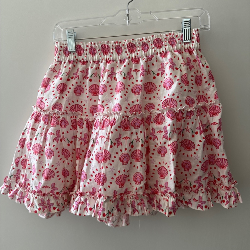 Hill House Pink and White Patterned A-Line Skirt
